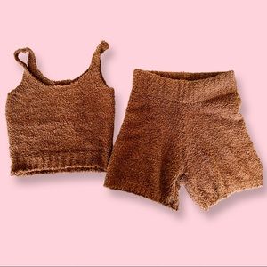 (SOLD) SKIMS Brown Cozy Knit Tank & Short Set SIZE S/M
